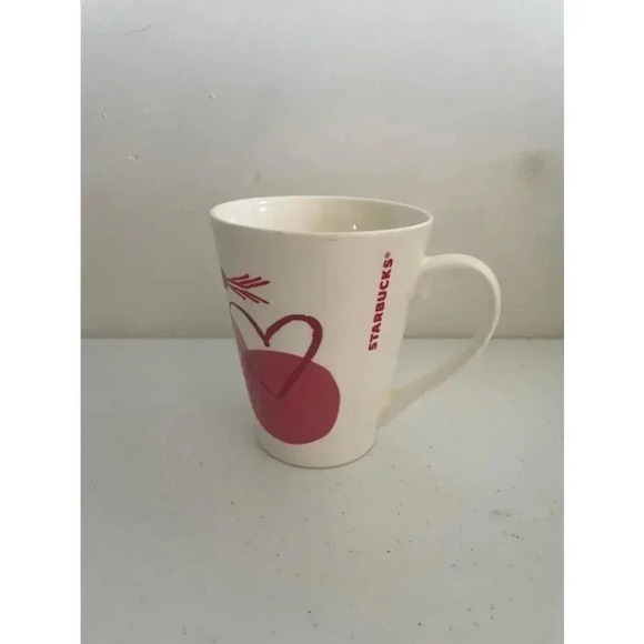 Starbucks 12 oz White Mug with Pink‎ Heart Design Valentines 2016 GUC - Picture 1 of 4